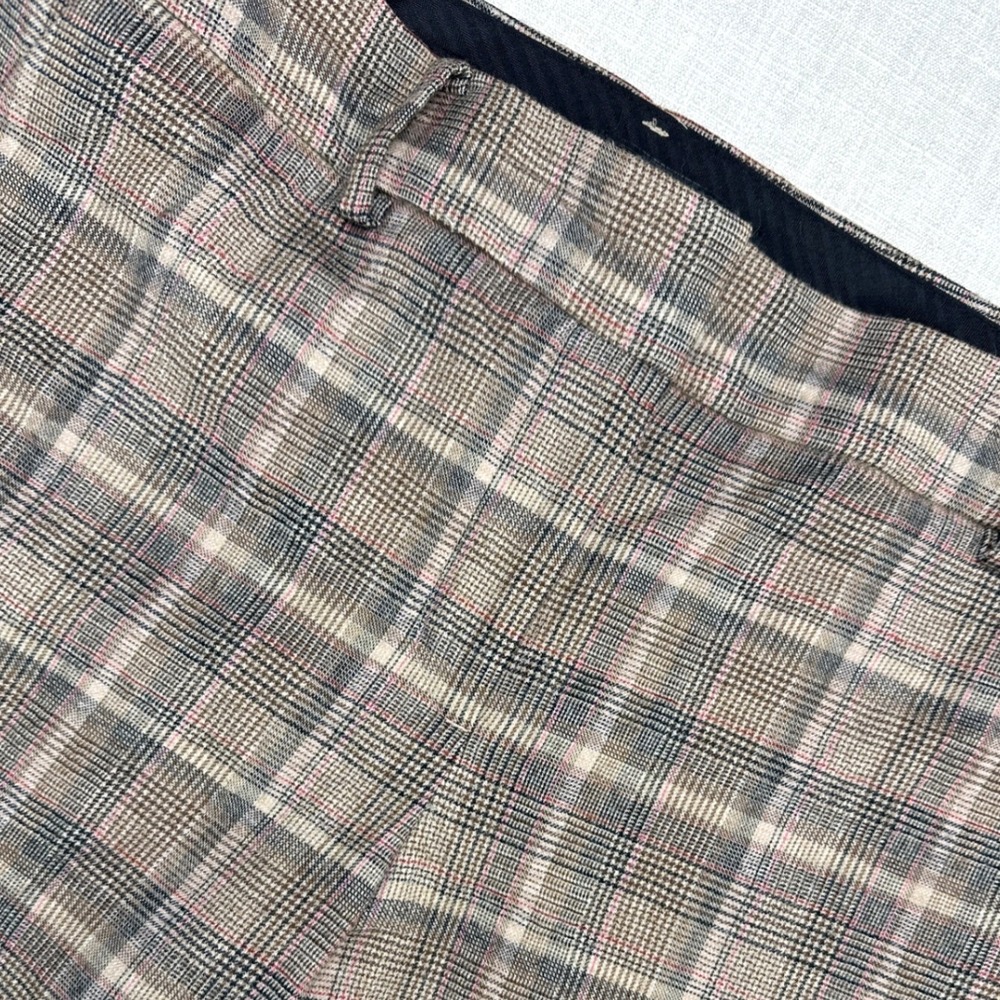 Talbots Hampshire Ankle Pants Women 8 Wool Fully Lined Tan Glen Plaid Academia